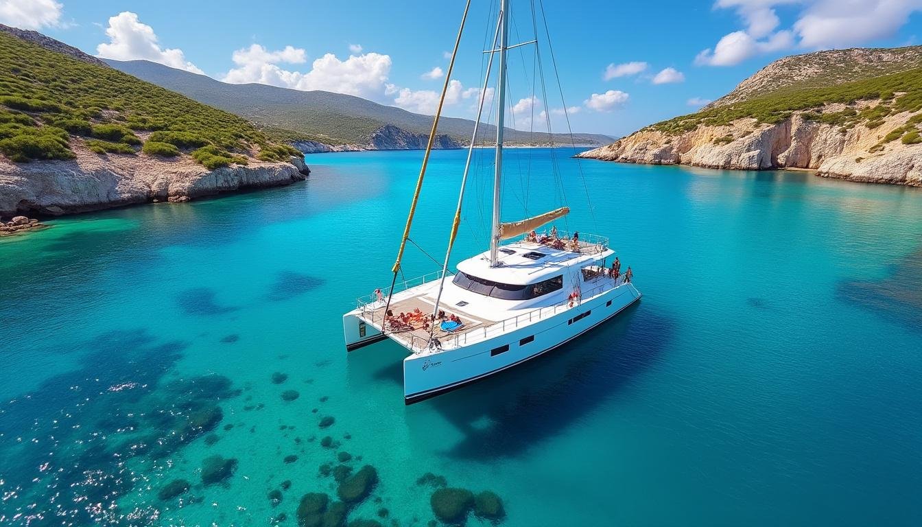partez à l'aventure en crète à bord d'un catamaran et vivez une expérience nautique inoubliable entre plages paradisiaques, eaux turquoise et paysages méditerranéens à couper le souffle.